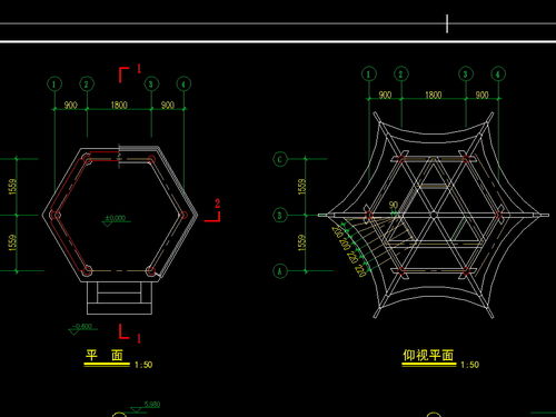 全木結構六角亭園林設計圖紙免費下載