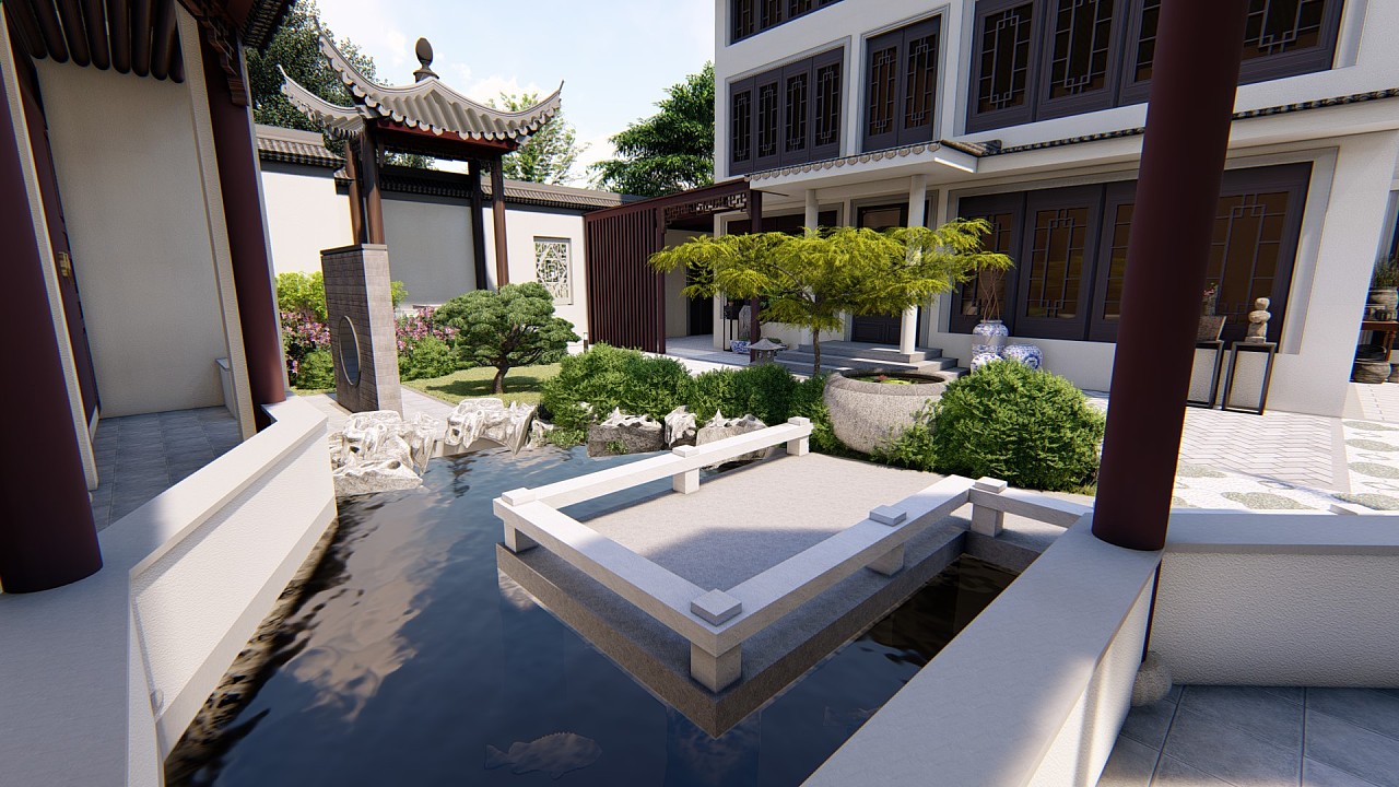 中式庭院景觀設計|空間|景觀設計|張笑文字_原創作品-站酷zcool