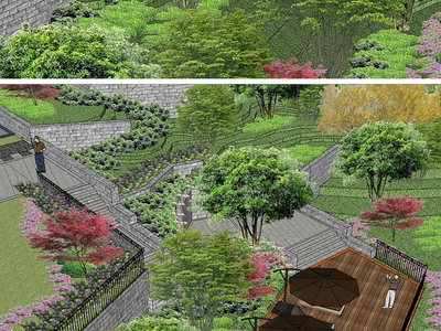 現(xiàn)代別墅園林景觀SU模型