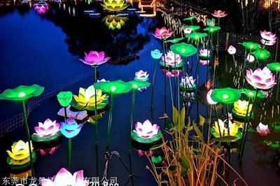 帶桿荷花燈 亞克力荷花燈 帶桿荷葉燈 水池裝飾燈 LED景觀燈